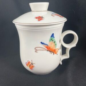 Teavana Enchanted Butterflies Porcelain Cup with Infuser and Lid